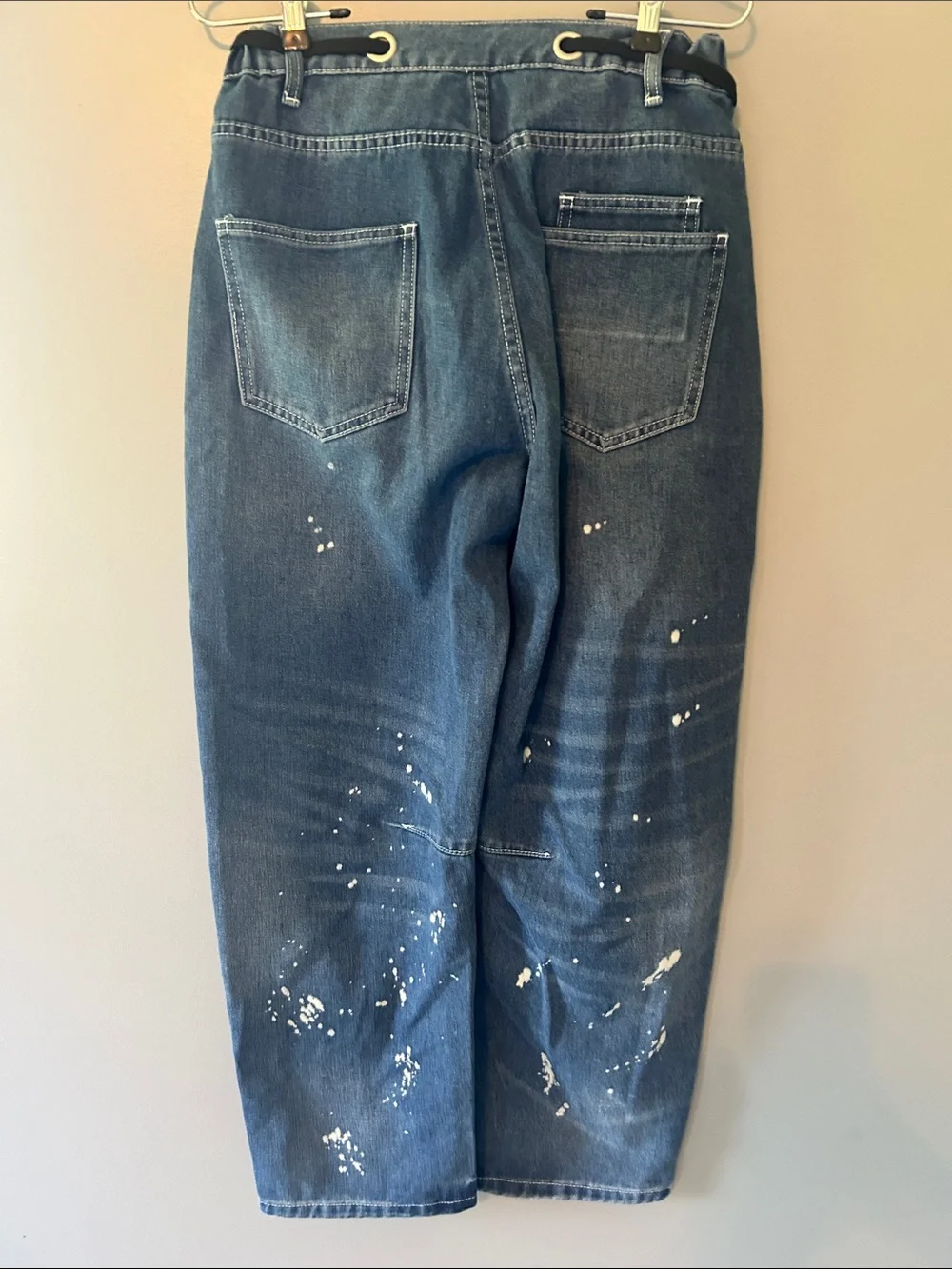Women’s Dark Blue Paint-Splatter Jeans - Picture 4 of 4